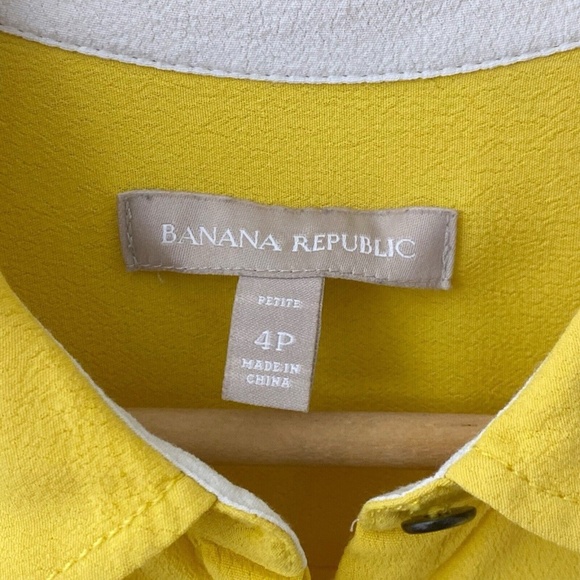 Banana Republic Shirt Dress Size 4P Petite Safari Yellow Sleeveless - Picture 3 of 5